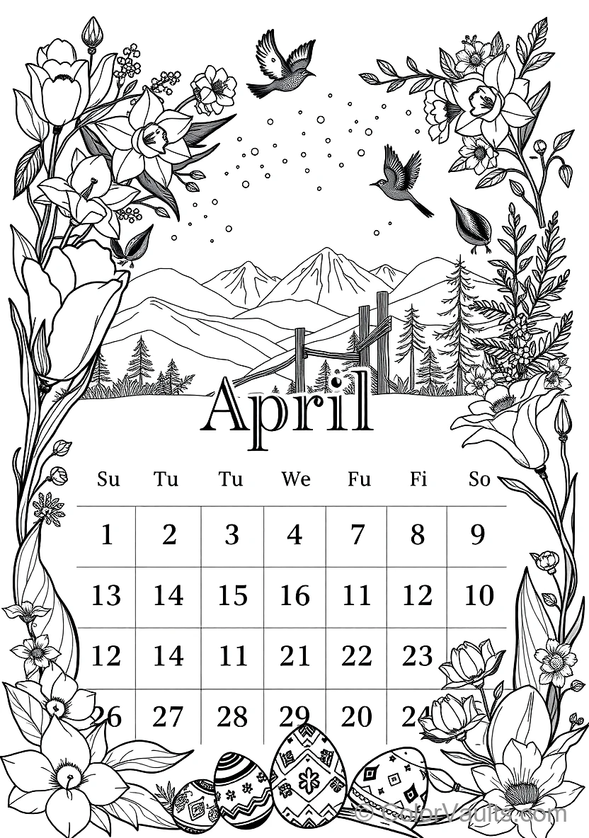 A Printable Coloring Kalender Page Featu (Scene 43)
