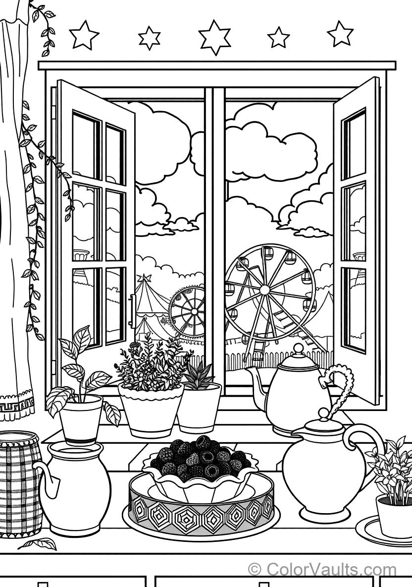 Quaint Cottage Kitchen Window avec Potted Herbs (Scene 5)
