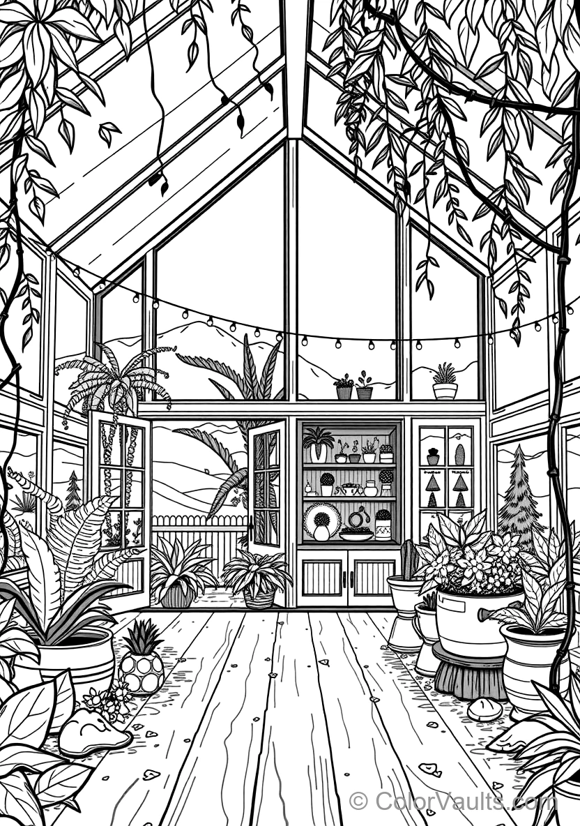 Warm Wooden Greenhouse Garden Retreat Filled (Scene 5)