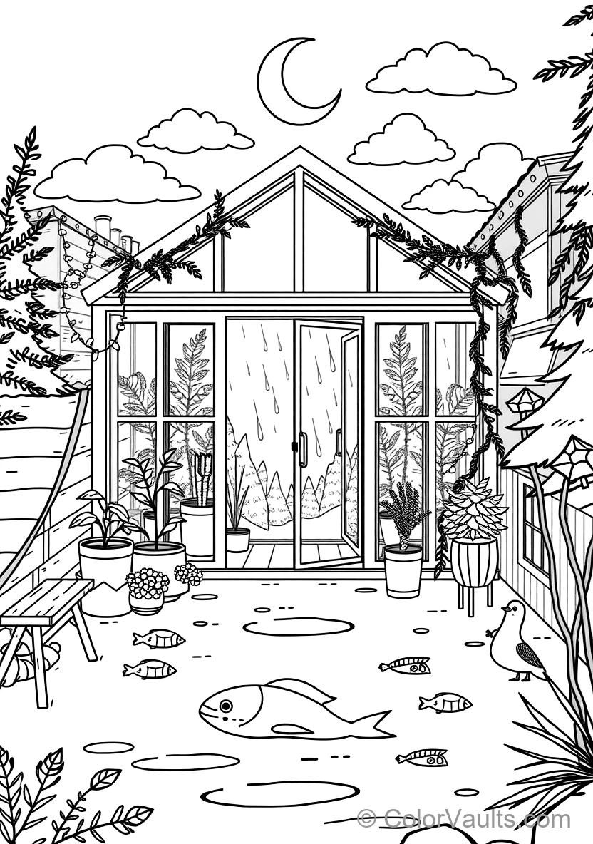 Warm Wooden Greenhouse Garden Retreat Filled (Scene 7)