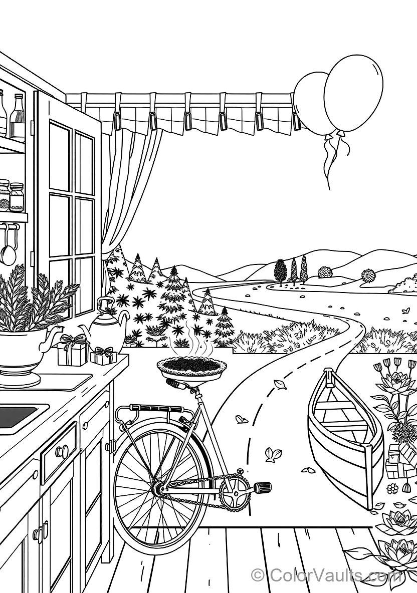 Quaint Cottage Kitchen Window mit Potted Herbs (Scene 9)