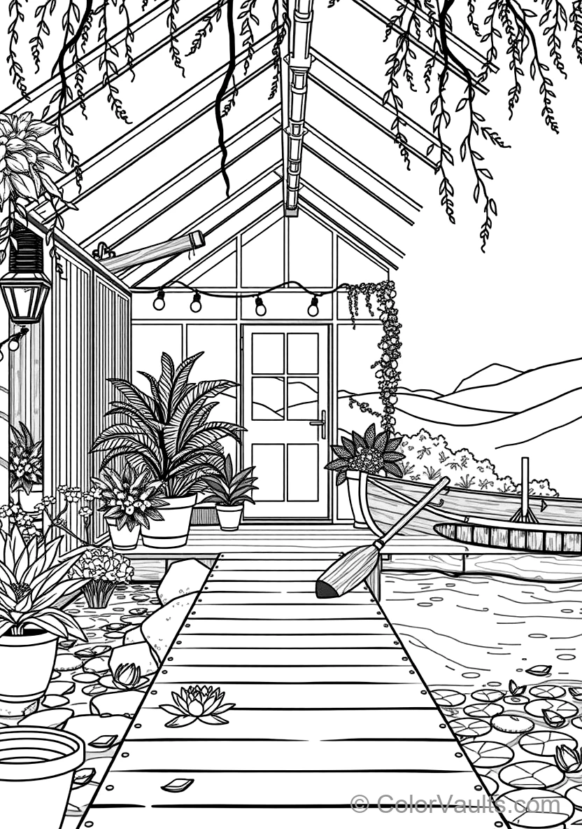 Warm Wooden Greenhouse Garden Retreat Filled (Scene 17)