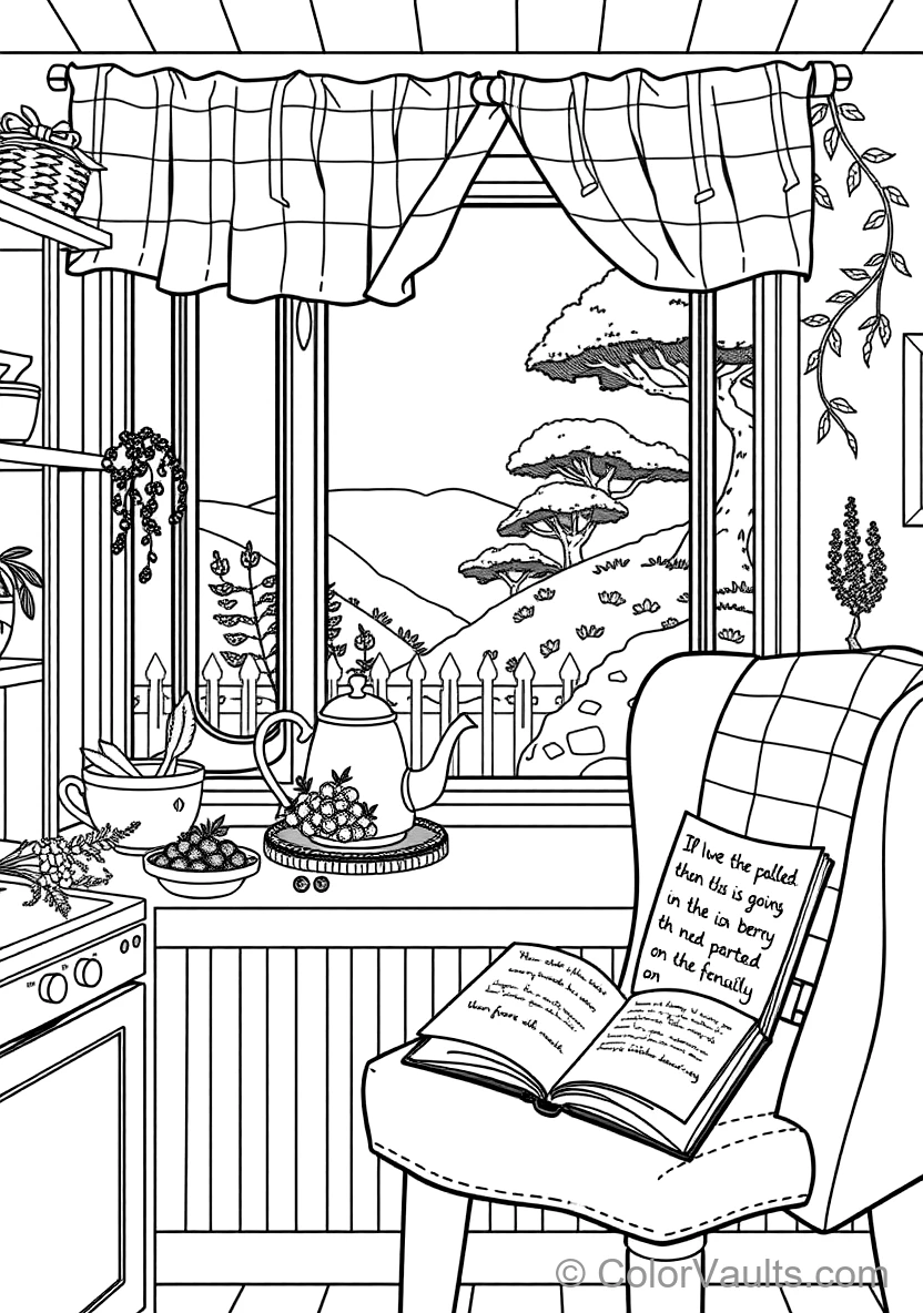 Quaint Cottage Kitchen Window avec Potted Herbs (Scene 15)