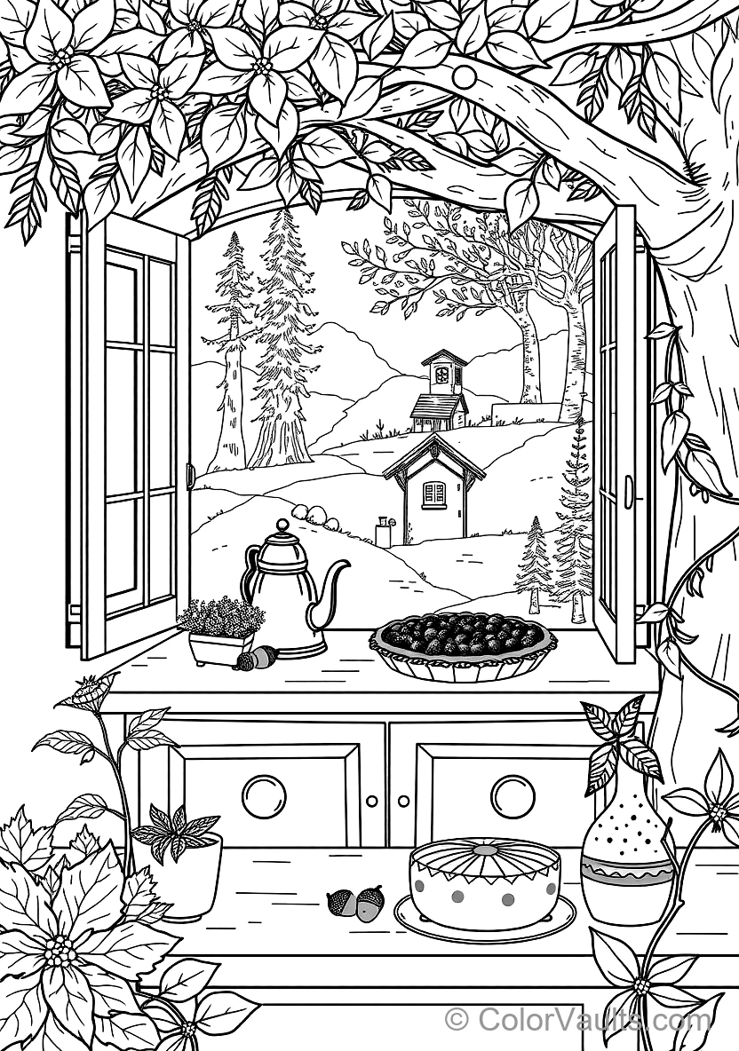 Quaint Cottage Kitchen Window avec Potted Herbs (Scene 21)