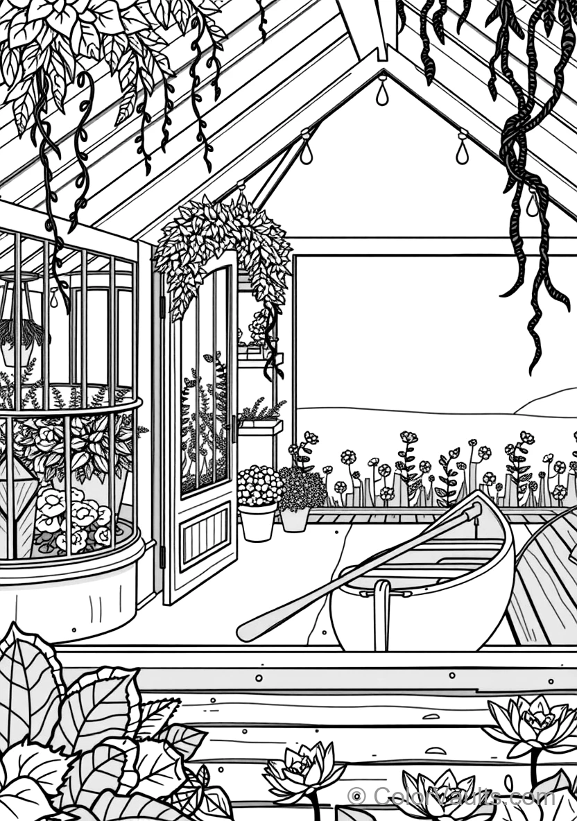 Warm Wooden Greenhouse Garden Retreat Filled (Scene 25)