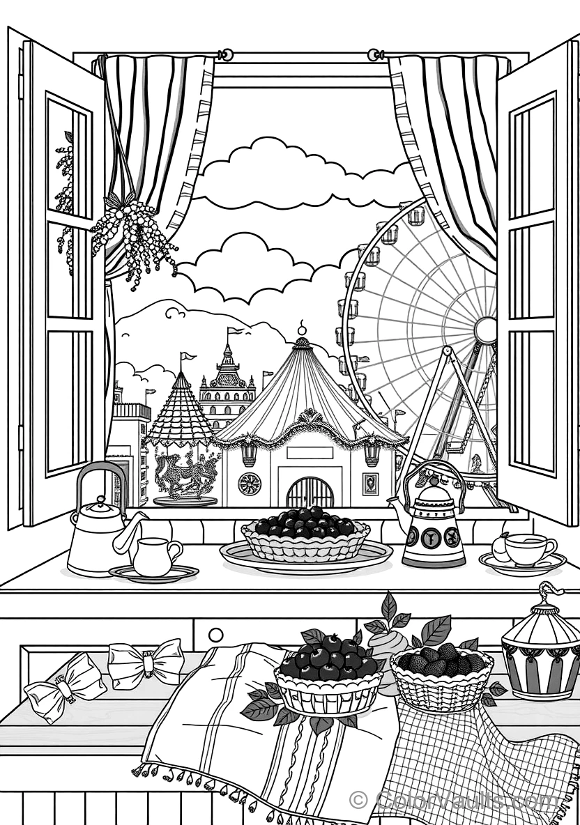 Quaint Cottage Kitchen Window mit Potted Herbs (Scene 25)