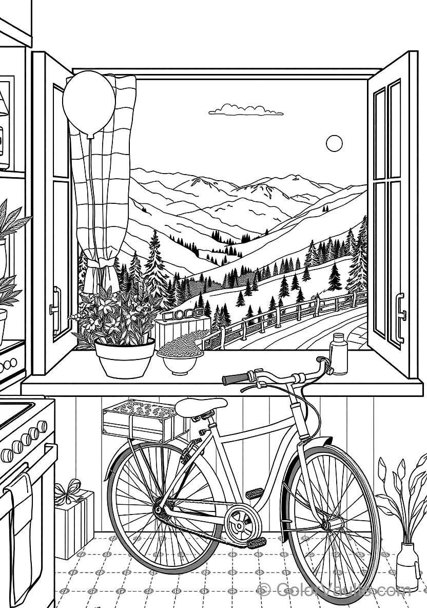 Quaint Cottage Kitchen Window with Potted Herbs (Scene 27)