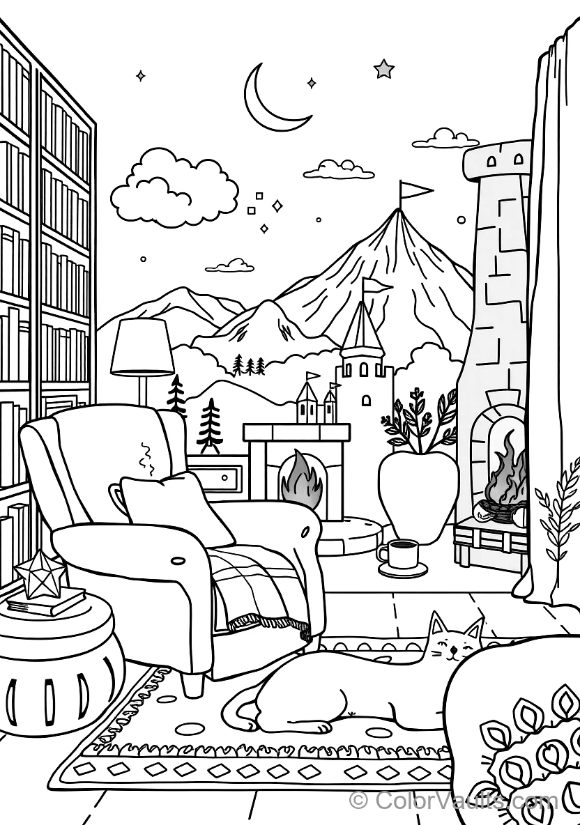 Cozy Reading Nook with Plush Armchair (Scene 35)
