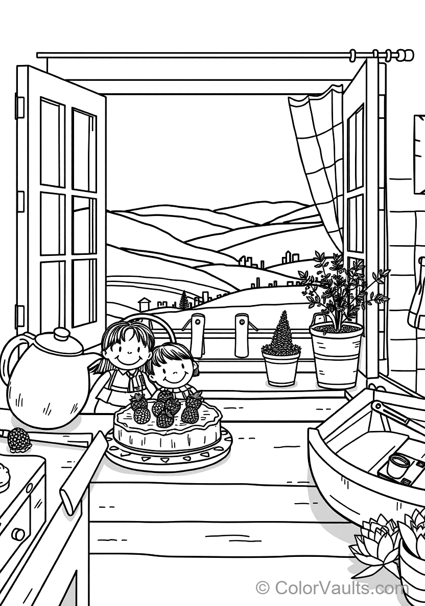 Quaint Cottage Kitchen Window avec Potted Herbs (Scene 31)