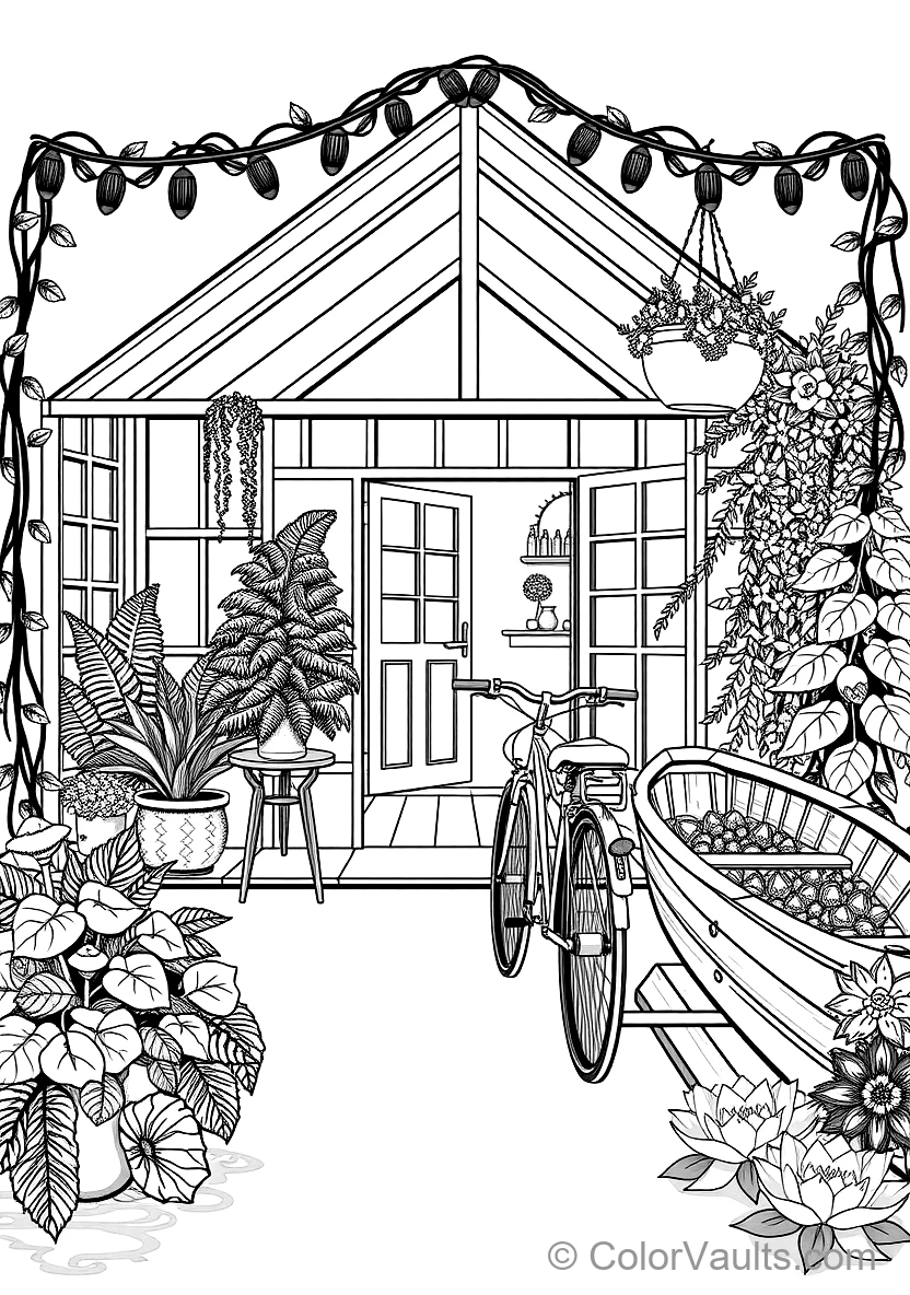Warm Wooden Greenhouse Garden Retreat Filled (Scene 29)