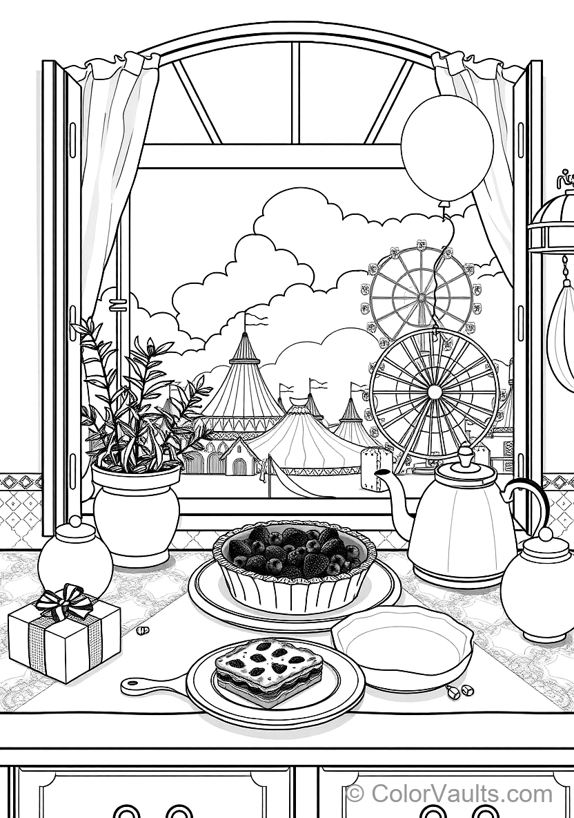 Quaint Cottage Kitchen Window with Potted Herbs (Scene 35)