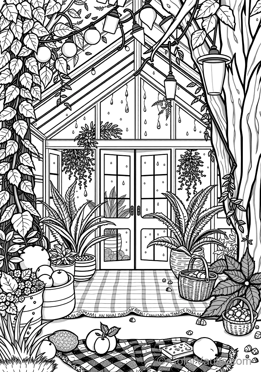 Warm Wooden Greenhouse Garden Retreat Filled (Scene 33)