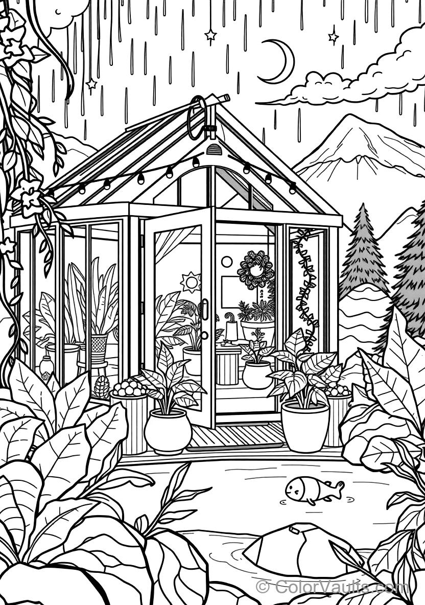 Warm Wooden Greenhouse Garden Retreat Filled (Scene 35)