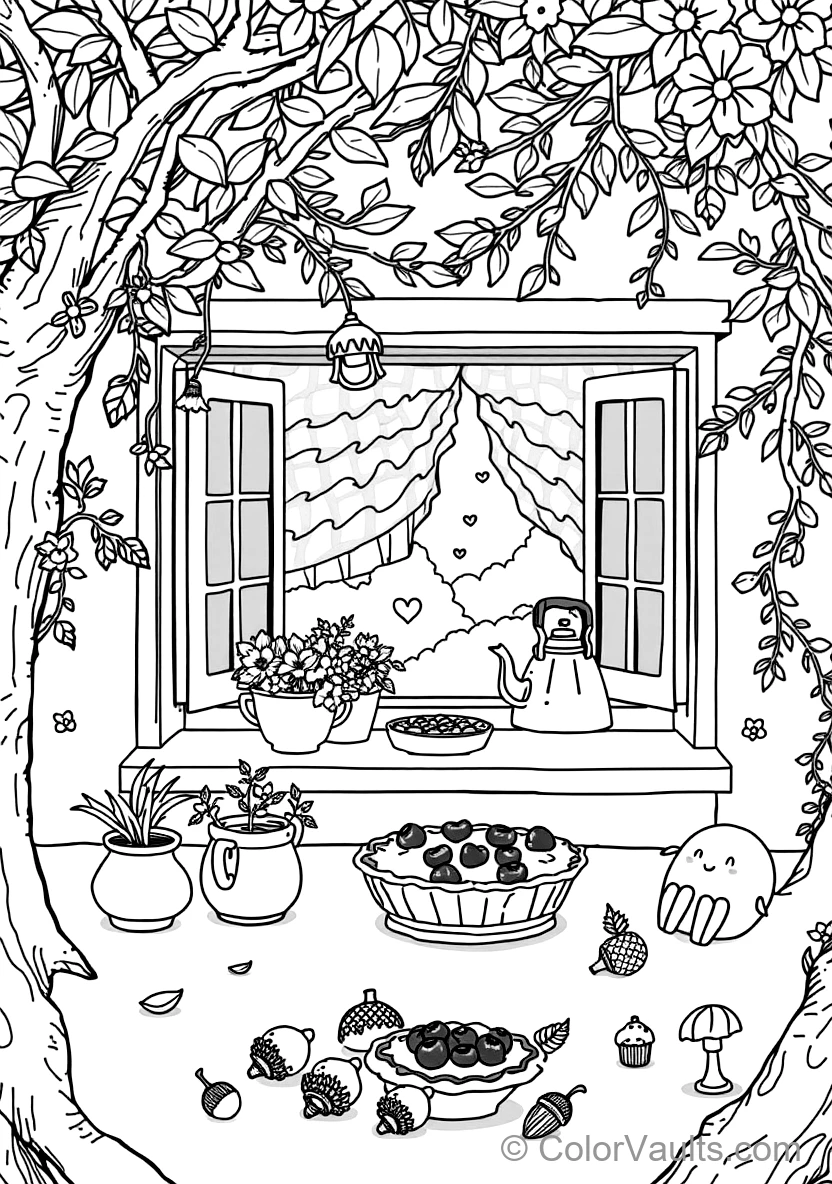 Quaint Cottage Kitchen Window avec Potted Herbs (Scene 43)