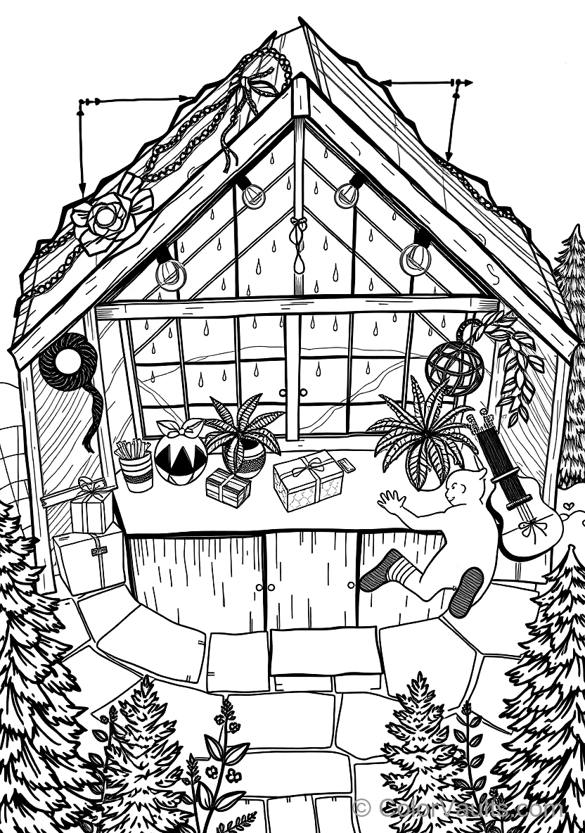 Warm Wooden Greenhouse Garden Retreat Filled (Scene 43)