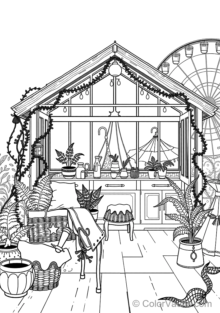 Warm Wooden Greenhouse Garden Retreat Filled (Scene 45)