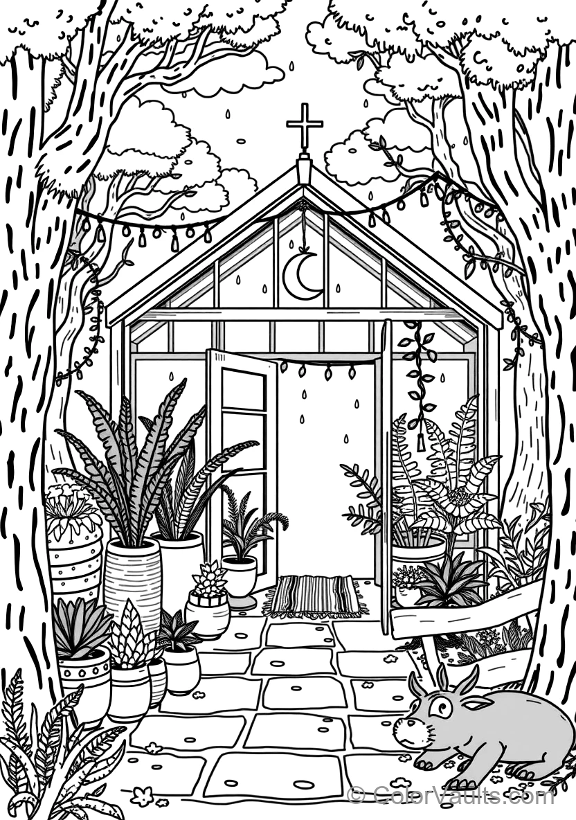 Warm Wooden Greenhouse Garden Retreat Filled (Scene 47)