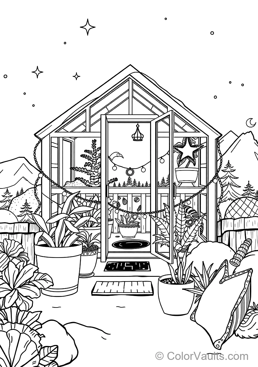 Warm Wooden Greenhouse Tuin Retreat Filled (Scène 53)