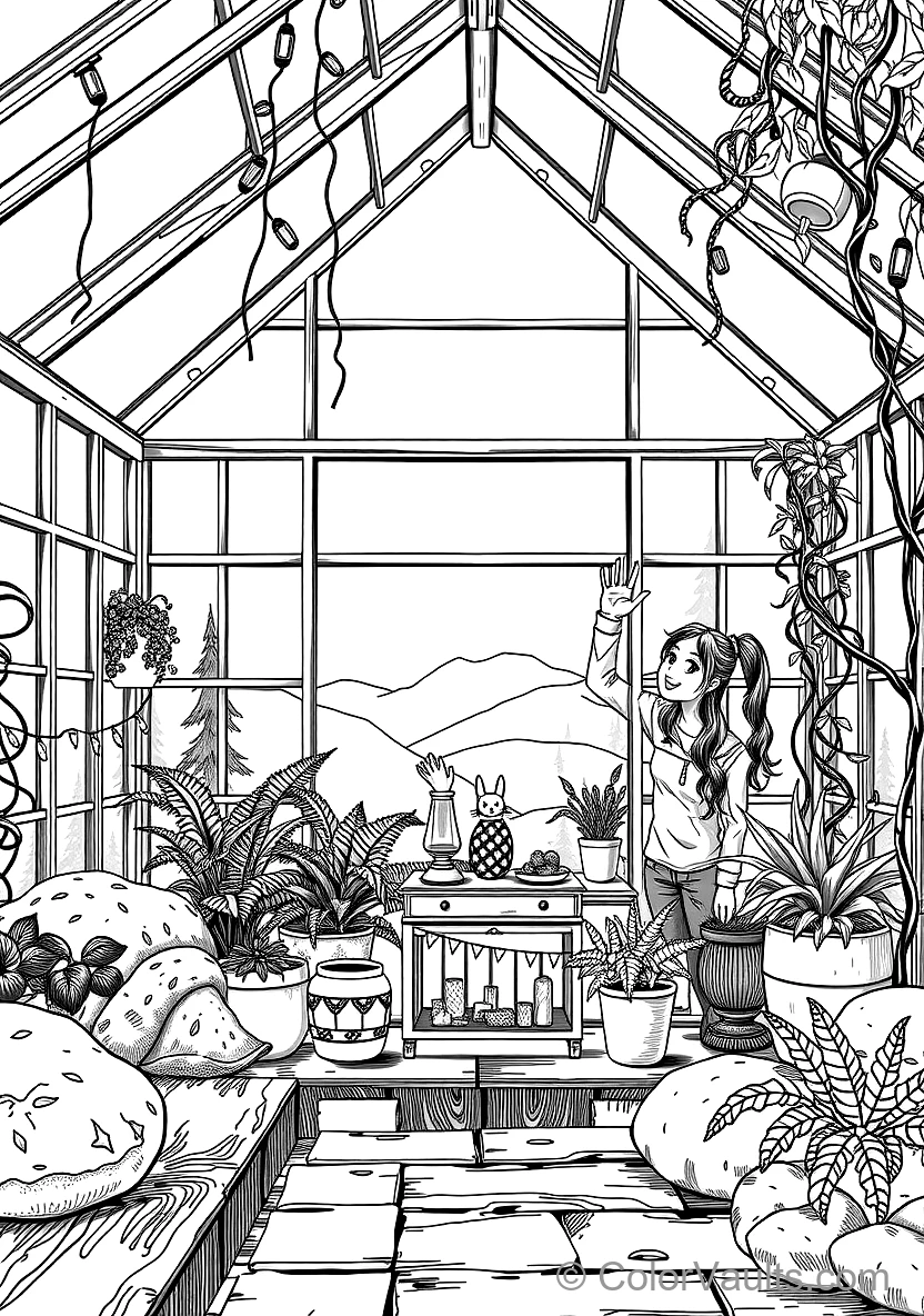 Warm Wooden Greenhouse Garden Retreat Filled (Scene 75)