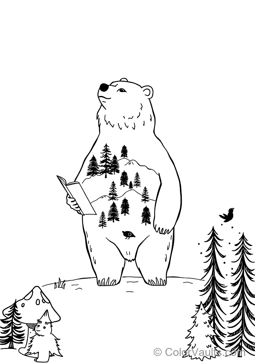 Charming Animal Craft Sketch: Cute Bear with Bowtie (3)