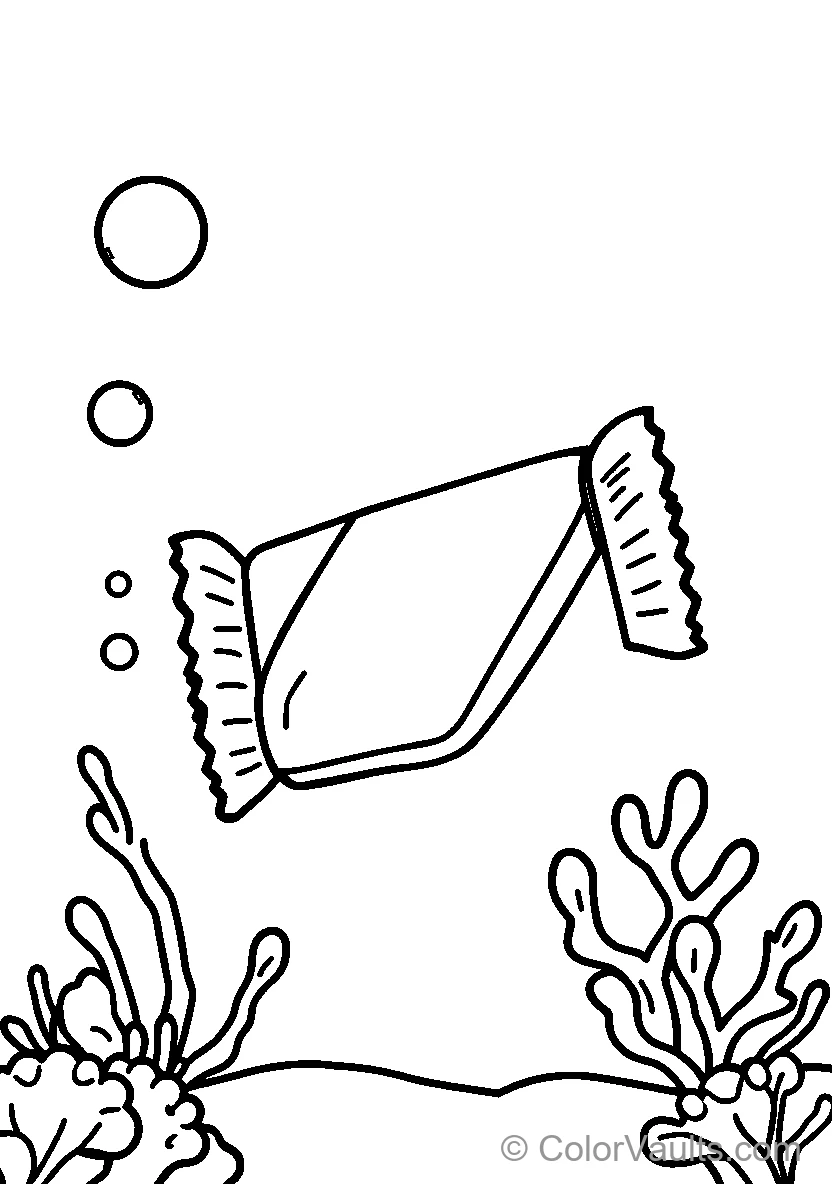 Candy Wrapper Floating Underwater