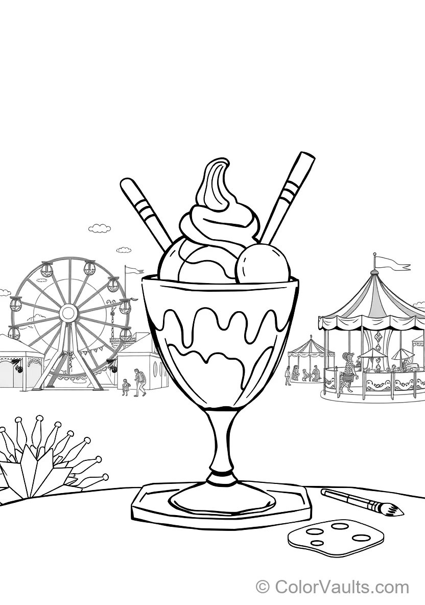 Delicious Treats Sketch: Bowl of Fresh Ice Cream Scoops (6)
