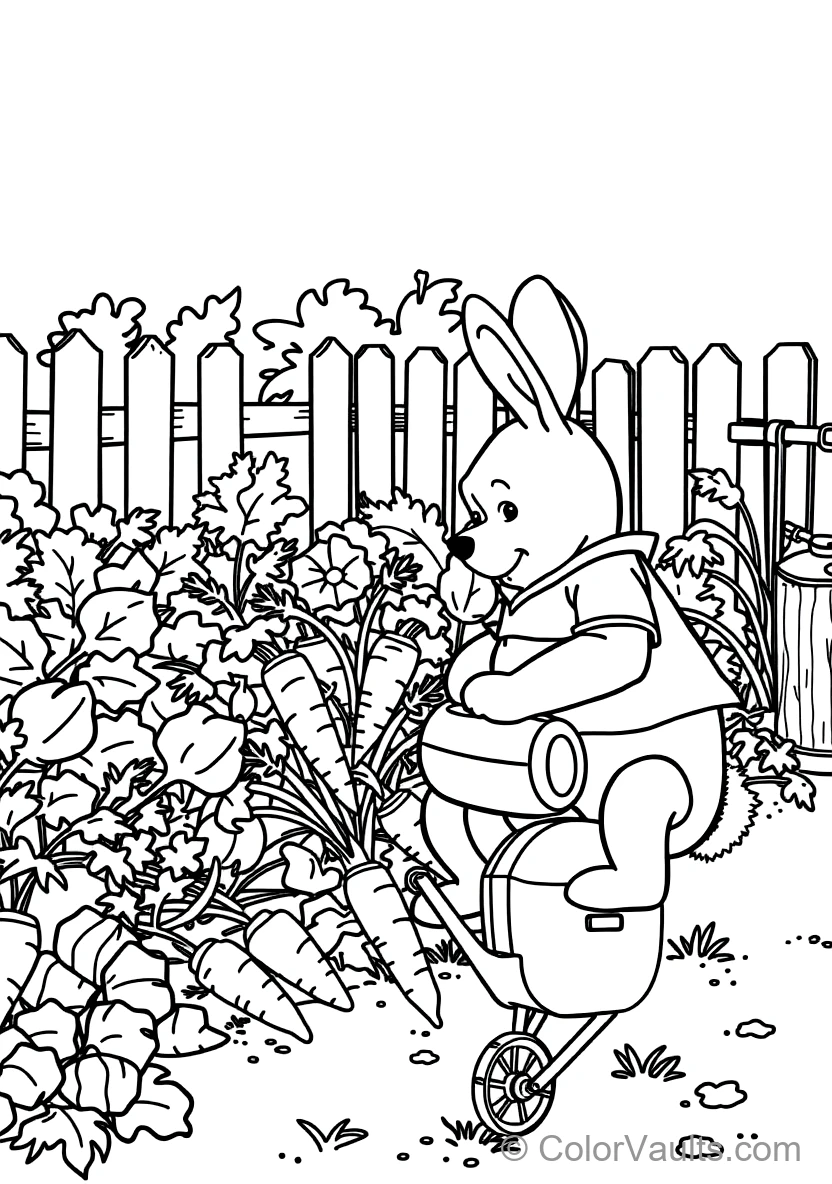 Rabbit Tending His Neat Vegetable Garden Pulling Out (Scene 2)