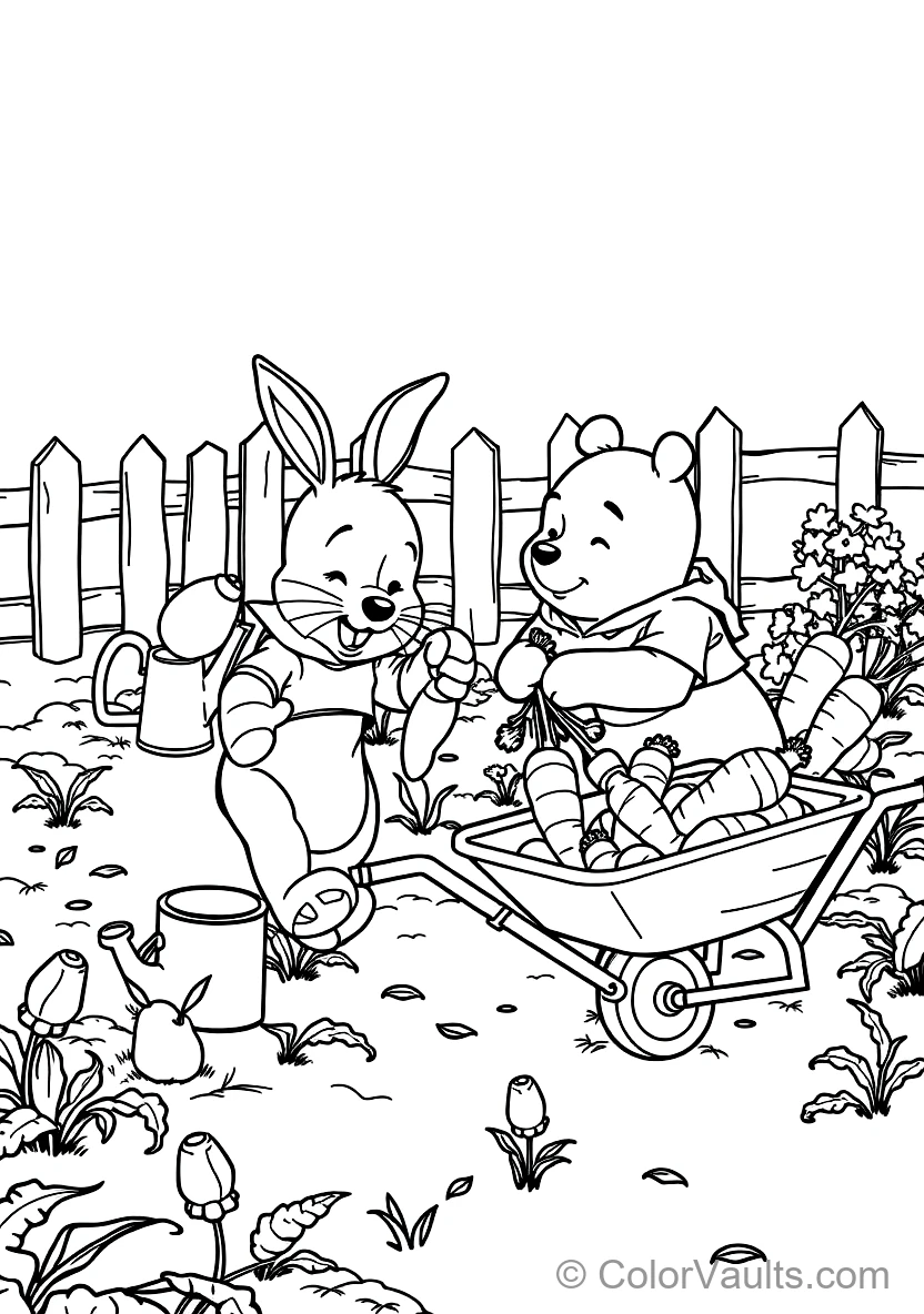 Rabbit Tending His Neat Vegetable Garden Pulling Out (Scene 3)