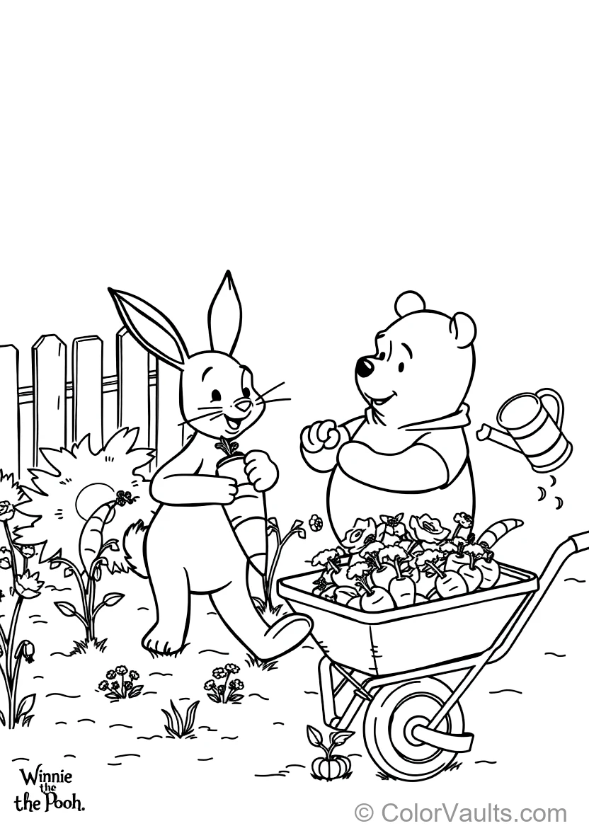 Rabbit Tending His Neat Vegetable Garden Pulling Out (Scene 4)