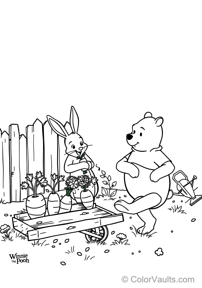 Rabbit Tending His Neat Vegetable Garden Pulling Out (Scene 7)