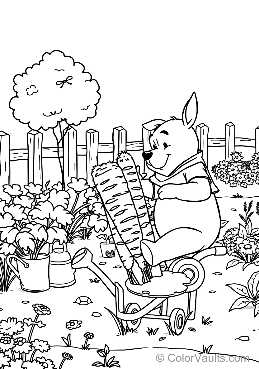 Rabbit Tending His Neat Vegetable Garden Pulling Out (Scene 9)