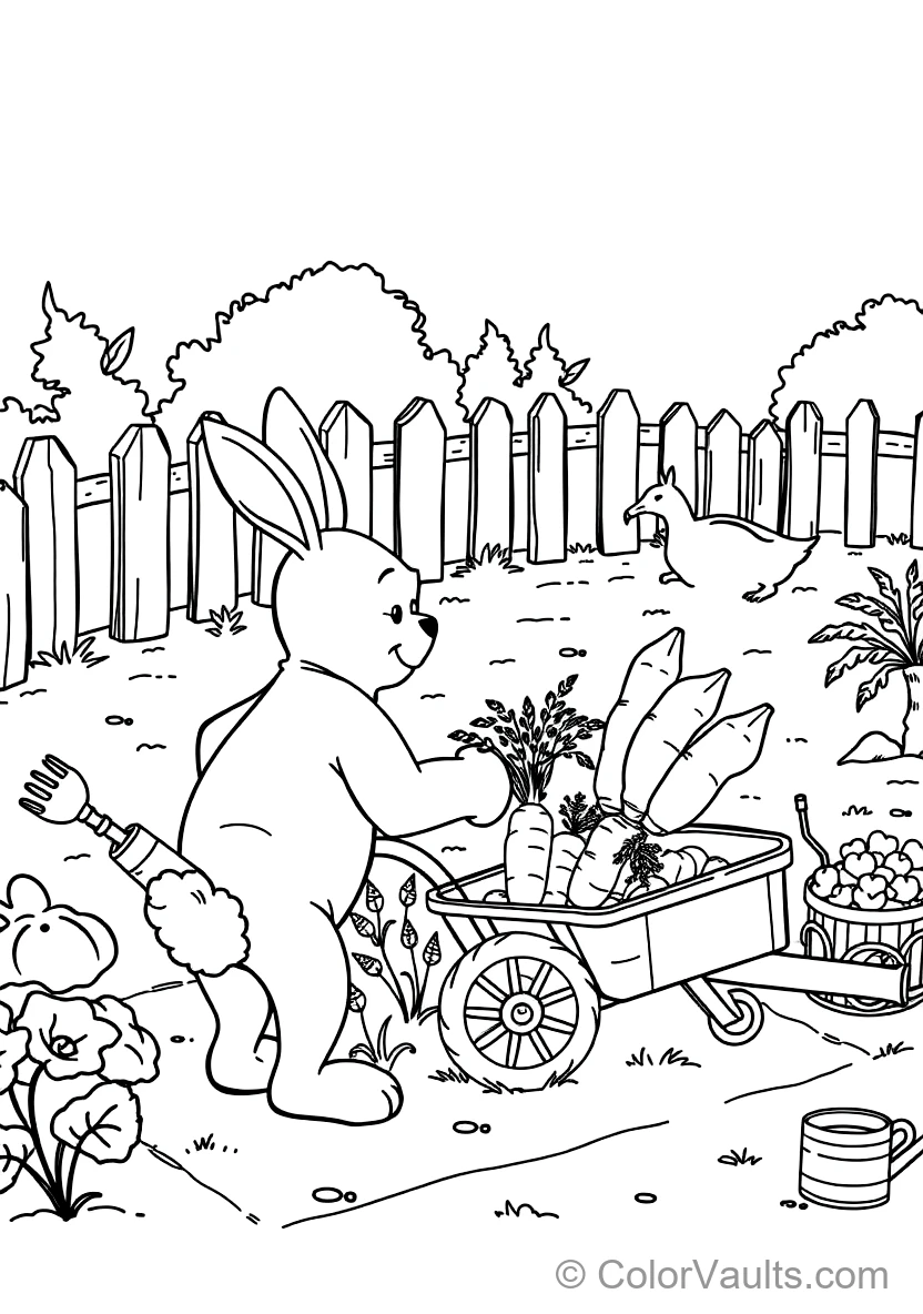 Rabbit Tending His Neat Vegetable Garden Pulling Out (Scene 11)