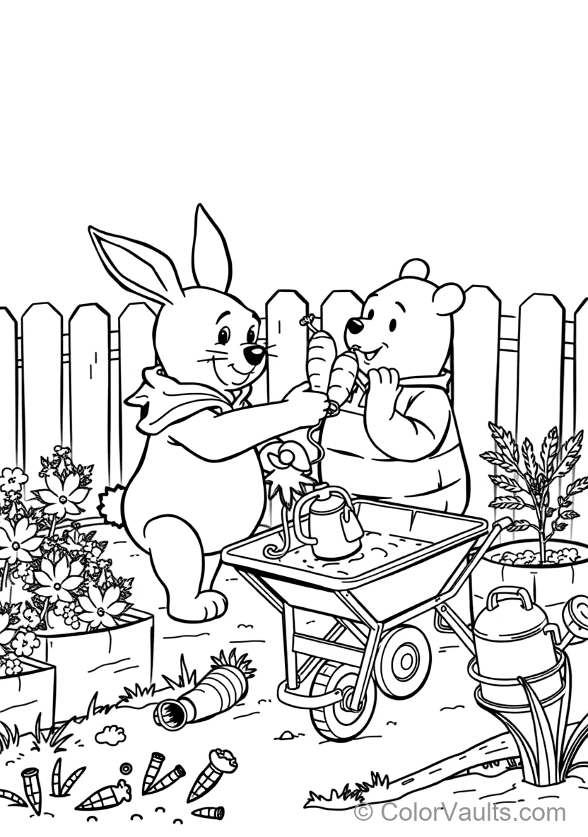Rabbit Tending His Neat Vegetable Garden Pulling Out (Scene 13)