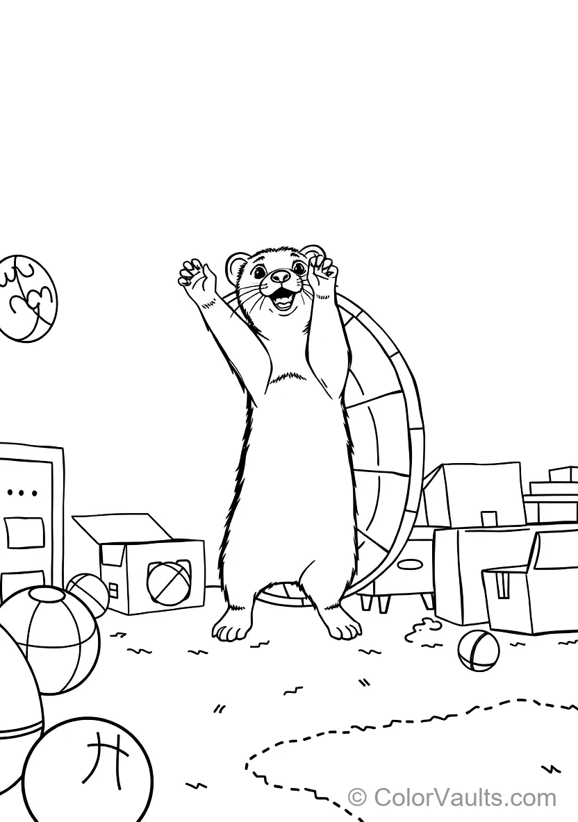 Playful Ferret Doing an Acrobatic Loop Through a (Scene 2)
