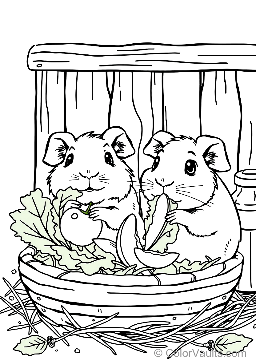 Two Friendly Guinea Pigs Munching Happily on Crisp (Scene 7)