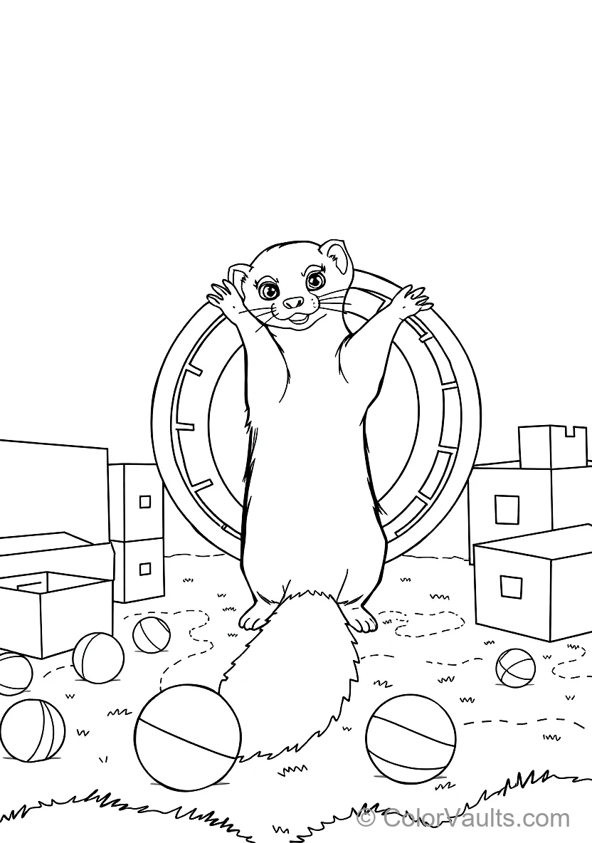 Playful Ferret Doing an Acrobatic Loop Through a (Scene 6)