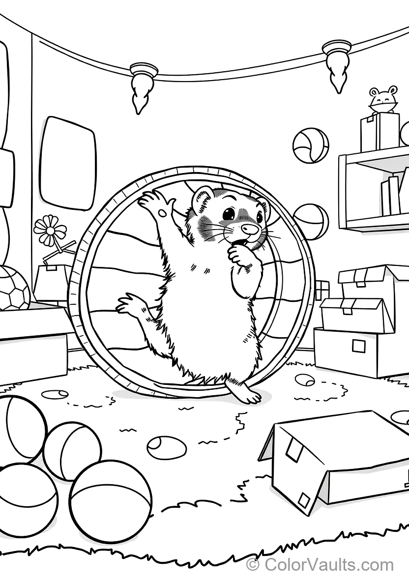 Playful Ferret Doing an Acrobatic Loop Through a (Scene 7)