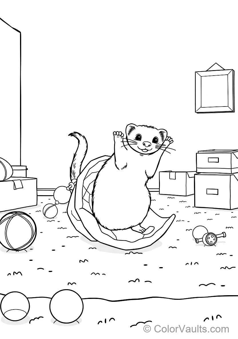Playful Ferret Doing an Acrobatic Loop Through a (Scene 8)