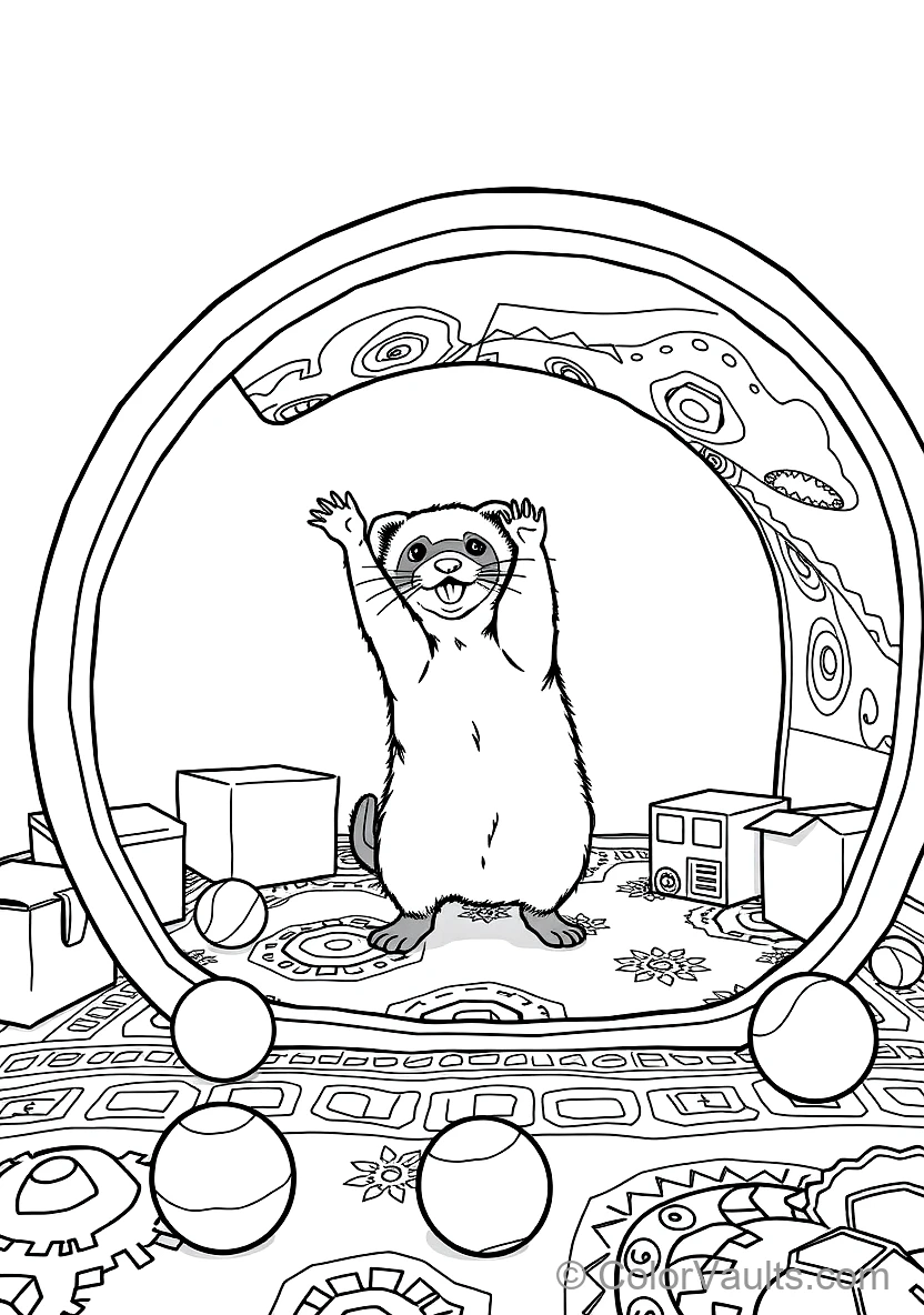 Playful Ferret Doing an Acrobatic Loop Through a (Scene 9)