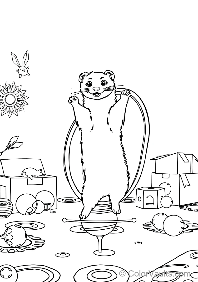 Playful Ferret Doing an Acrobatic Loop Through a (Scene 10)