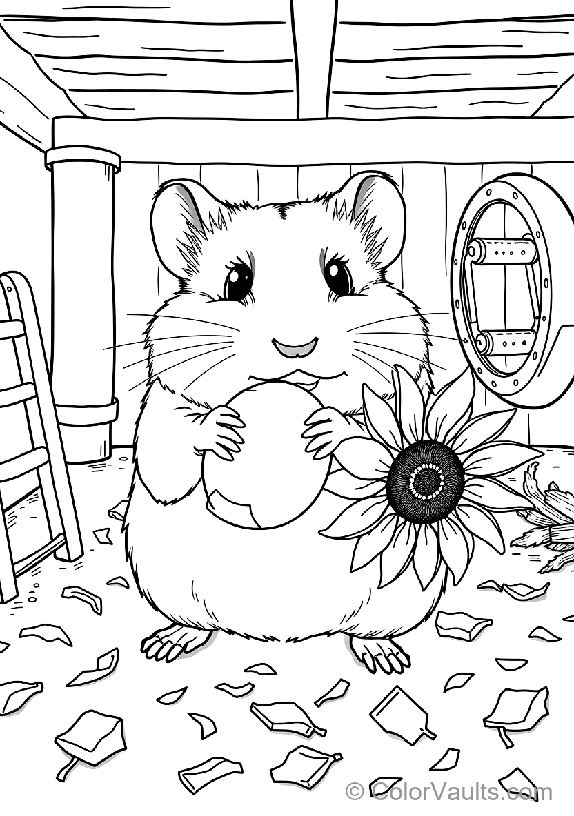 Cute Hamster with Chubby Puffed Cheeks Holding a Giant (Scene 9)