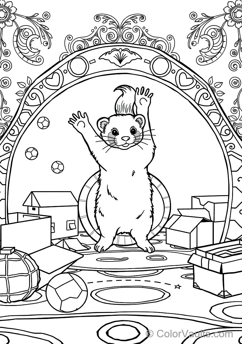 Playful Ferret Doing an Acrobatic Loop Through a (Scene 11)