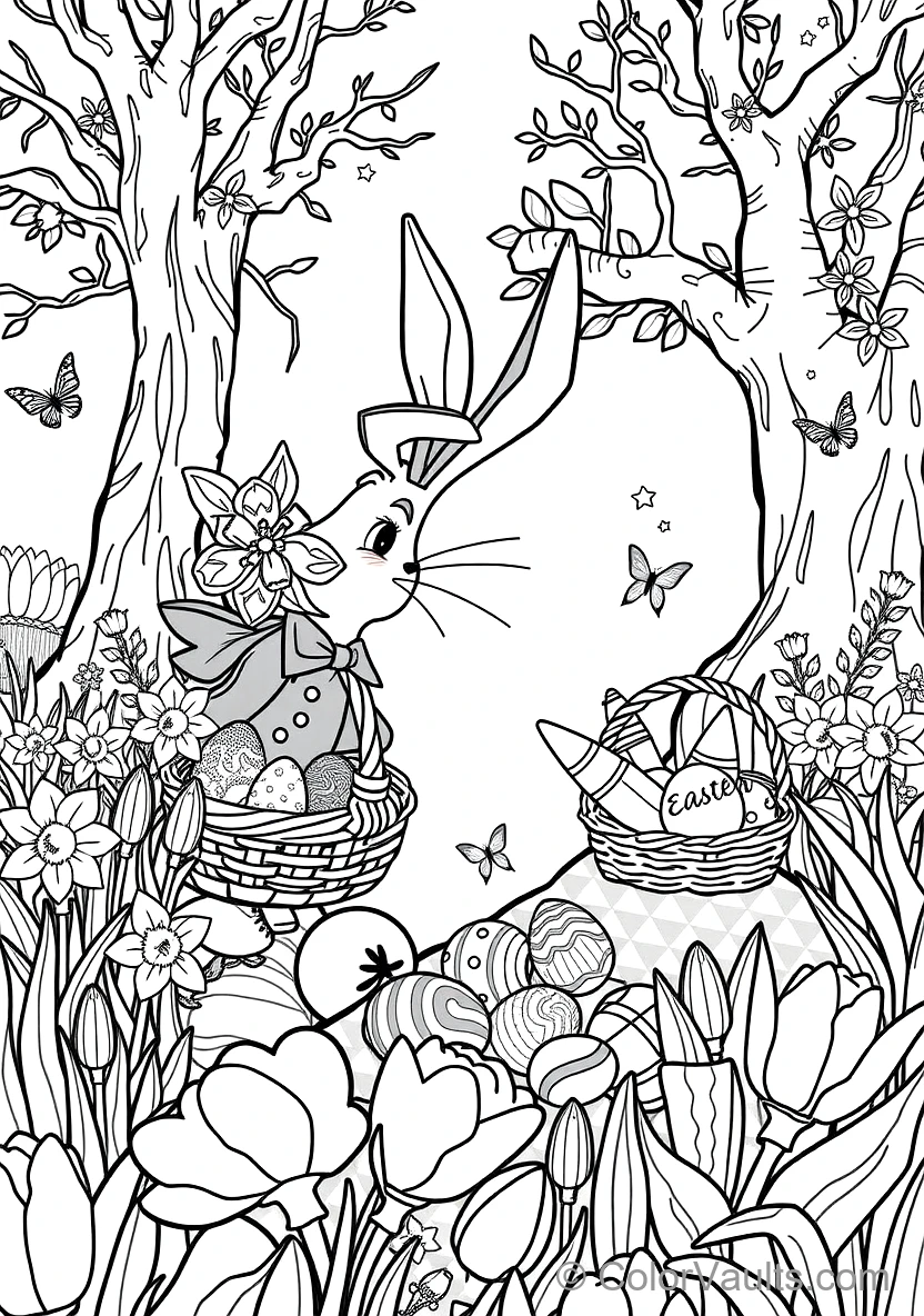 Easter Bunny in a Waistcoat Carrying a Wicker Basket (Scene 13)