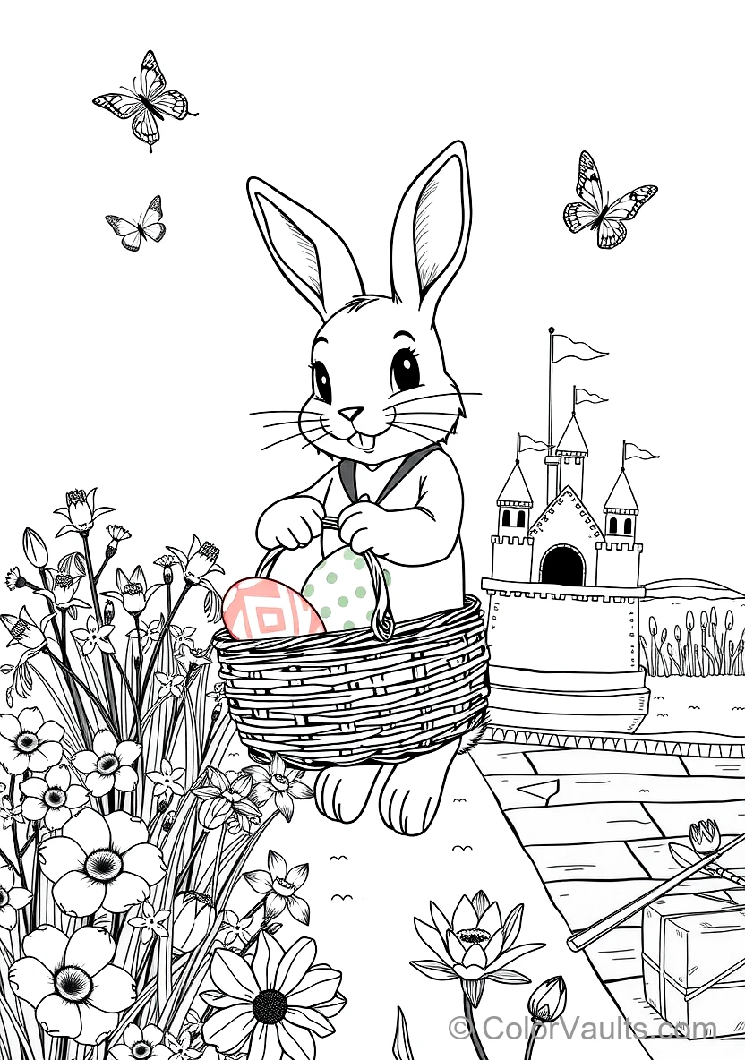 Easter Bunny in a Waistcoat Carrying a Wicker Basket (Scene 18)