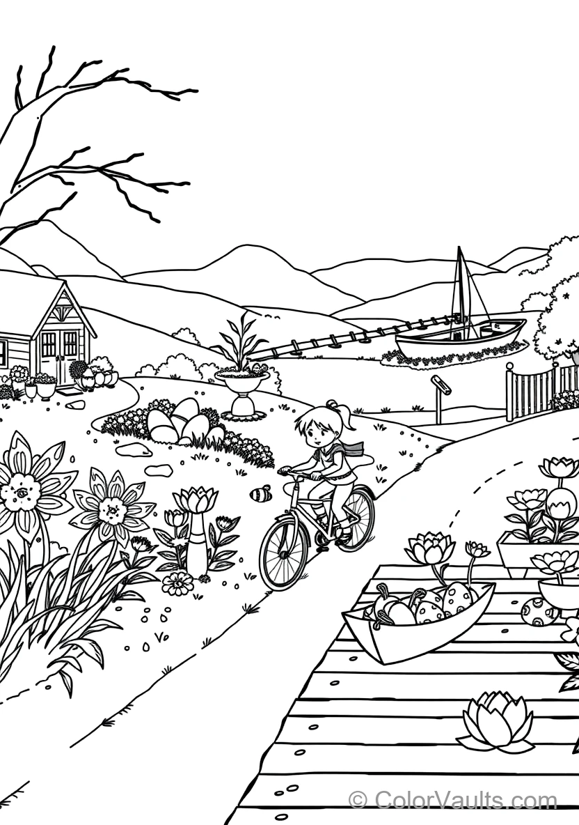 Children Having an Easter Egg Hunt Searching Behind (Scene 16)