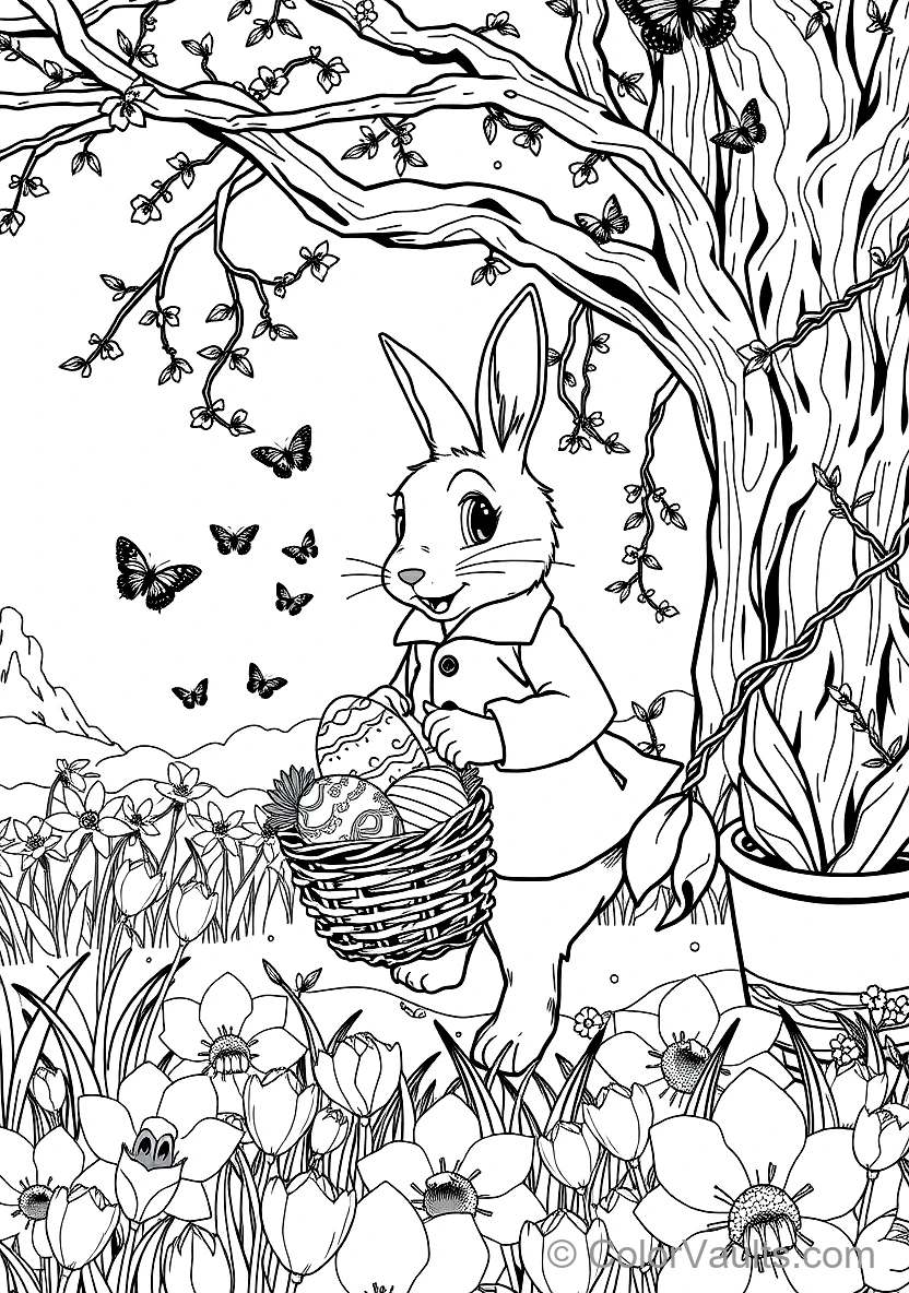 Easter Bunny in a Waistcoat Carrying a Wicker Basket (Scene 20)