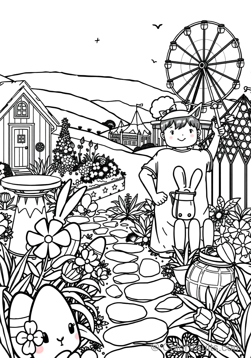 Children Having an Easter Egg Hunt Searching Behind (Scene 19)
