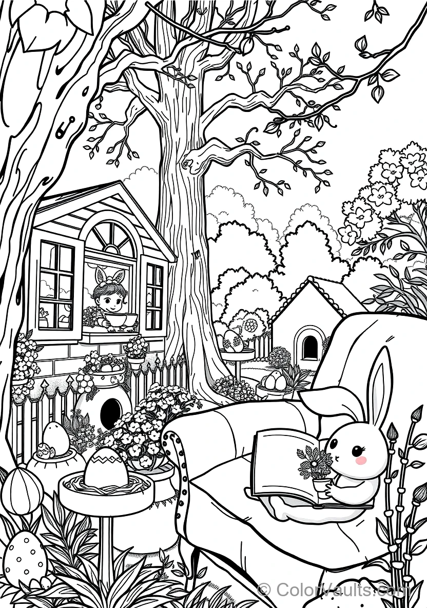 Children Having an Pâques Egg Hunt Searching Behind (Scene 27)