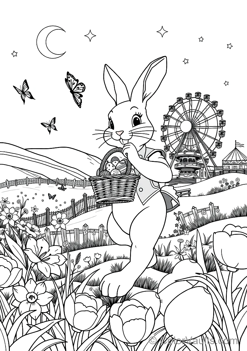 Easter Bunny in a Waistcoat Carrying a Wicker Basket (Scene 33)