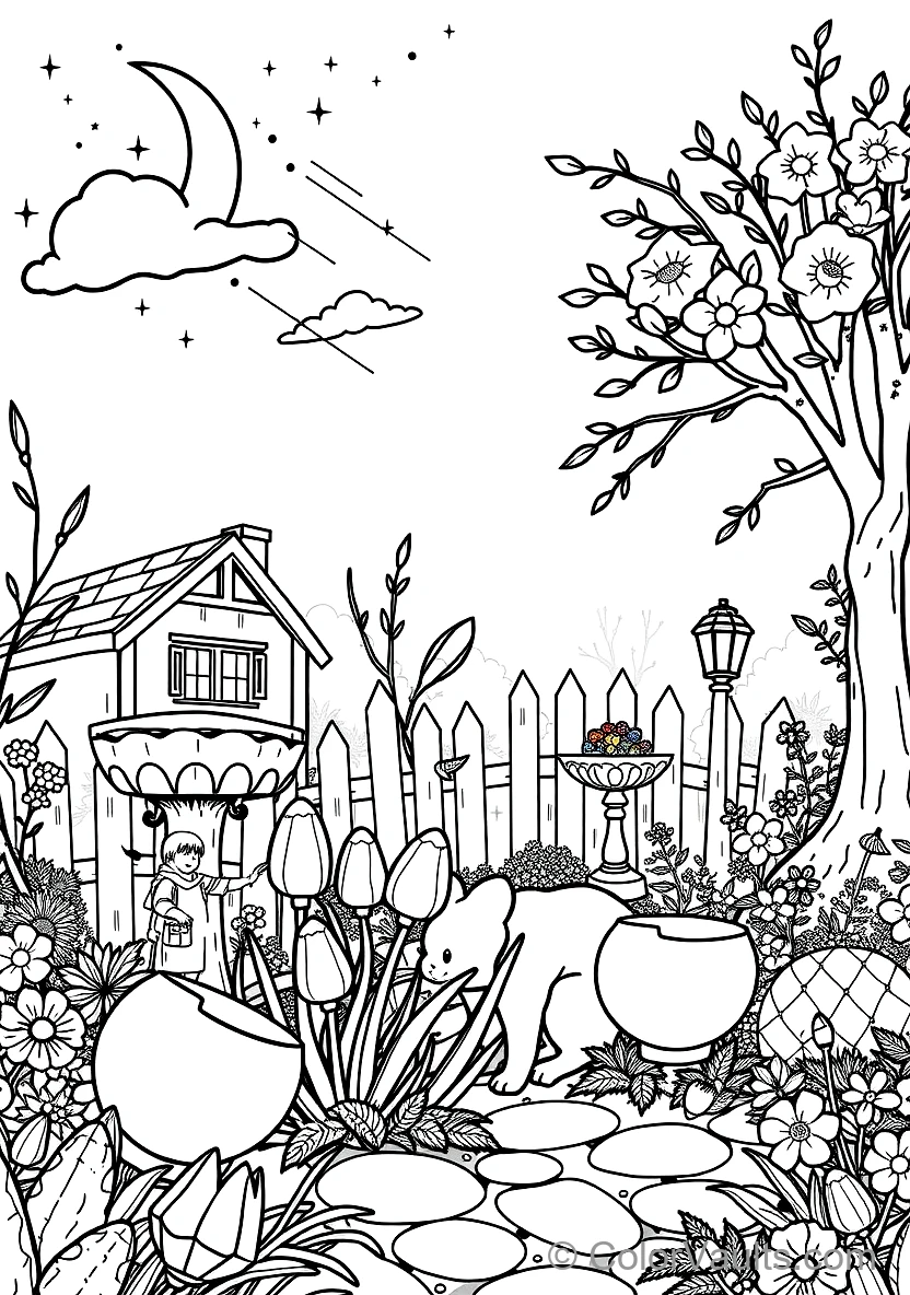 Children Having an Easter Egg Hunt Searching Behind (Scene 37)